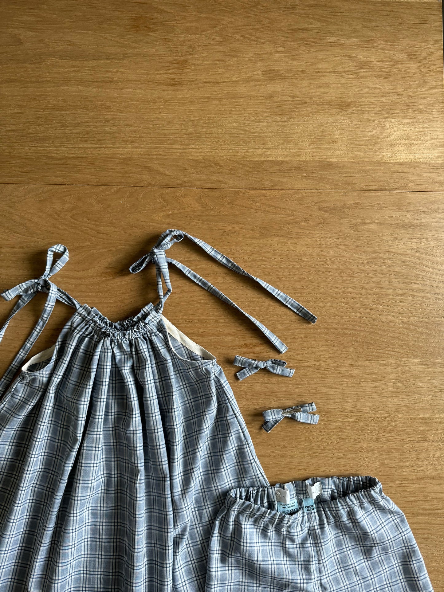 Mansfield dress/blouse in light blue plaid (ready to ship)